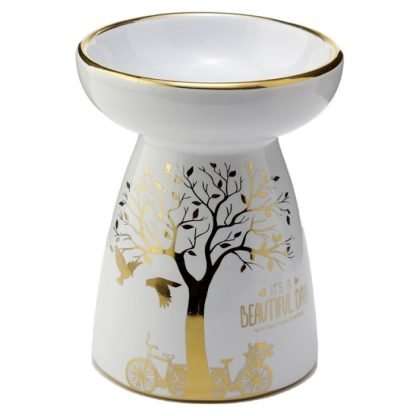 Eden Metallic Gold Tree Ceramic Oil and Wax Burner - Image 2