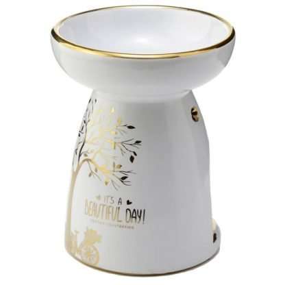 Eden Metallic Gold Tree Ceramic Oil and Wax Burner - Image 3