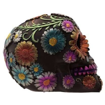 Metallic Day of the Dead Daisy and Flower Skull Decoration - Image 5