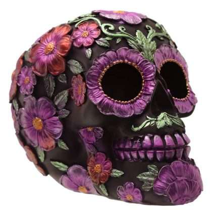 Metallic Day of the Dead Daisy and Flower Skull Decoration - Image 6