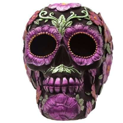 Metallic Day of the Dead Daisy and Flower Skull Decoration - Image 7
