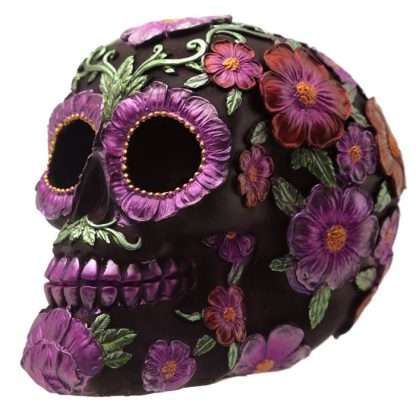 Metallic Day of the Dead Daisy and Flower Skull Decoration - Image 8