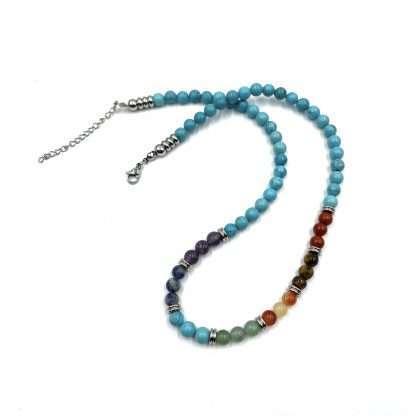Turquoise Chakra Necklace with Tumbled Stones 45CM - Image 3
