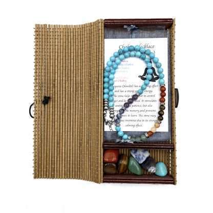 Turquoise Chakra Necklace with Tumbled Stones 45CM