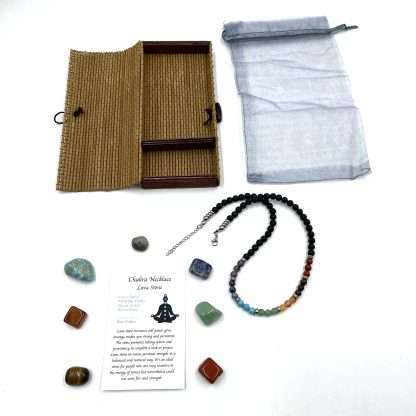 Lava Stone Chakra Necklace with Tumbled Stones 45CM - Image 2