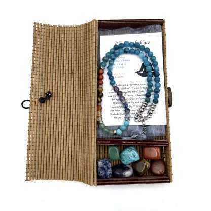 Chalcedony Chakra Necklace with Tumbled Stones 45CM