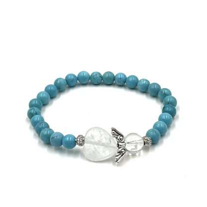 Turquoise (Howlite) Crystal Heart Guardian Angel Bracelet - Image 3