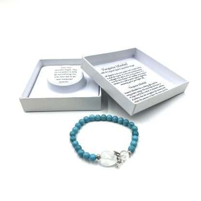 Turquoise (Howlite) Crystal Heart Guardian Angel Bracelet - Image 2