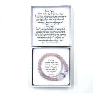 Rose Quartz Crystal Heart Guardian Angel Bracelet