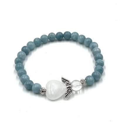 Aquamarine Crystal Heart Guardian Angel Bracelet - Image 3