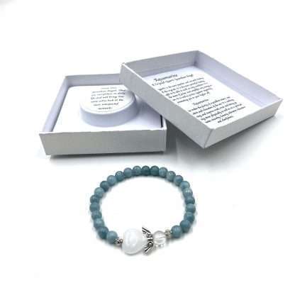 Aquamarine Crystal Heart Guardian Angel Bracelet - Image 2