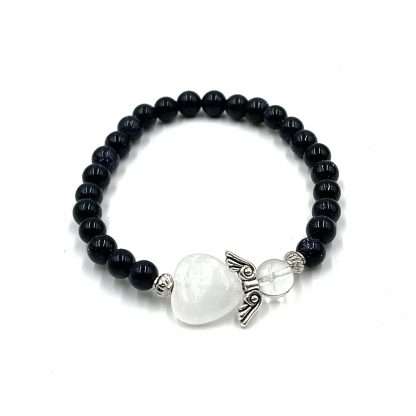 Blue Goldstone Crystal Heart Guardian Angel Bracelet - Image 3