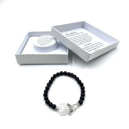 Blue Goldstone Crystal Heart Guardian Angel Bracelet - Image 2