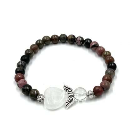 Rhodonite Crystal Heart Guardian Angel Bracelet - Image 3