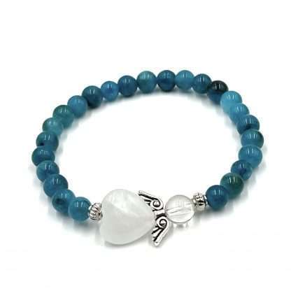 Chalcedony Crystal Heart Guardian Angel Bracelet - Image 3
