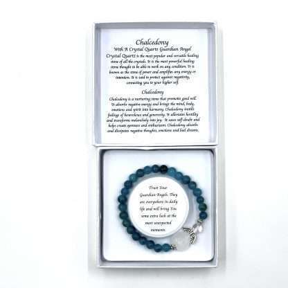 Chalcedony Crystal Heart Guardian Angel Bracelet