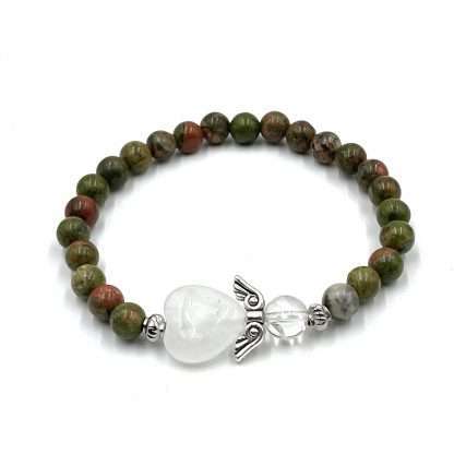 Unakite Crystal Heart Guardian Angel Bracelet - Image 3