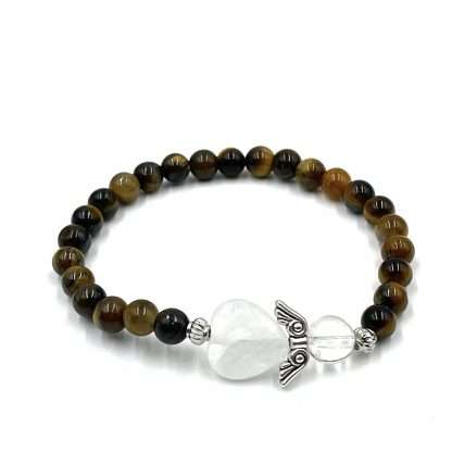 Tiger Eye Crystal Heart Guardian Angel Bracelet - Image 3