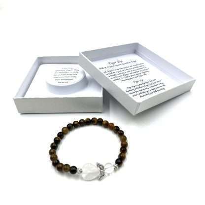 Tiger Eye Crystal Heart Guardian Angel Bracelet - Image 2