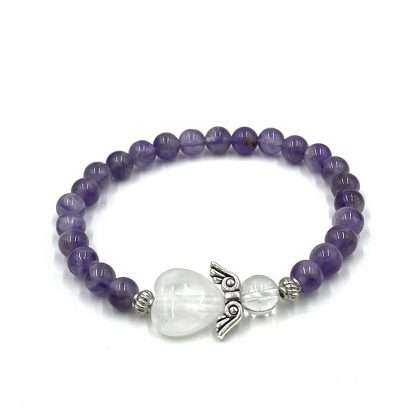 Amethyst Crystal Heart Guardian Angel Bracelet - Image 3