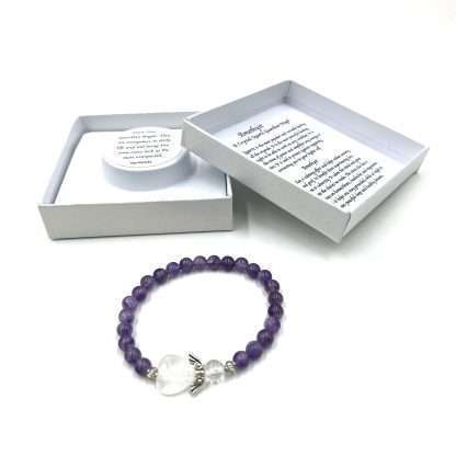 Amethyst Crystal Heart Guardian Angel Bracelet - Image 2