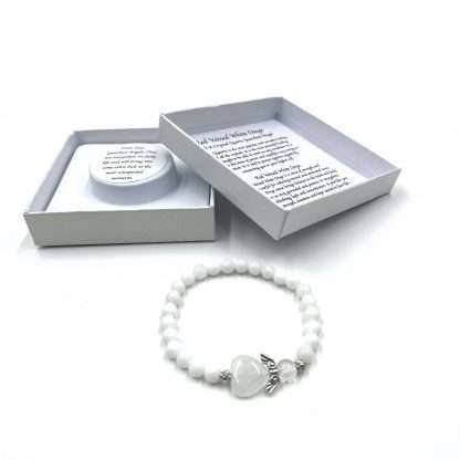 White Jade Crystal Heart Guardian Angel Bracelet - Image 2