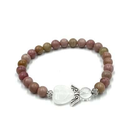 Rhodochrosite Crystal Heart Guardian Angel Bracelet - Image 3