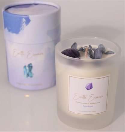 Crystal Soy Wax Candle Hydrangea, Amethyst, Frankincense and White Lotus