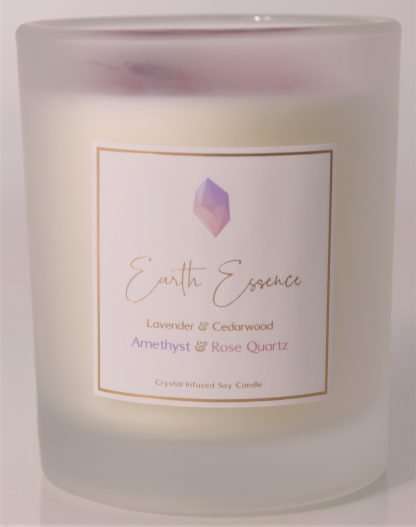 Crystal Soy Wax Candle Amethyst, Lavender, Cedarwood and Rose Petals - Image 2