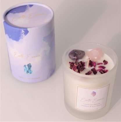Crystal Soy Wax Candle Amethyst, Lavender, Cedarwood and Rose Petals