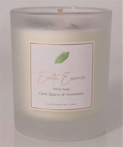 Crystal Soy Wax Candle White Sage, Clear Quartz and Aventurine - Image 2