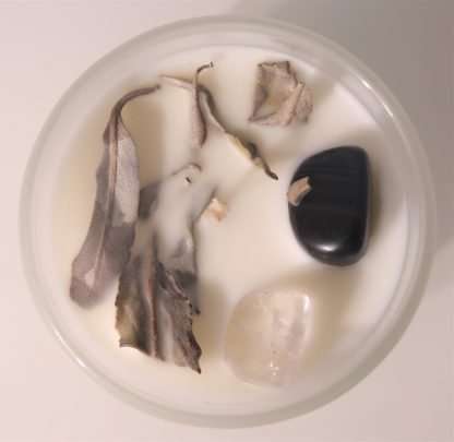 Crystal Soy Wax Candle White Sage, Vetiver, Patchouli, Clear Quartz and Obsidian - Image 2