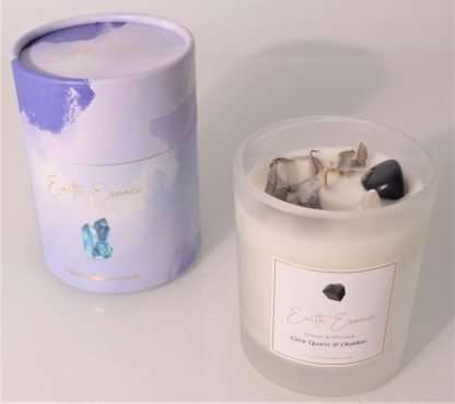 Crystal Soy Wax Candle White Sage, Vetiver, Patchouli, Clear Quartz and Obsidian