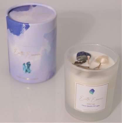 Crystal Soy Wax Candle White Sage, Clear Quartz and Lapis - Image 3