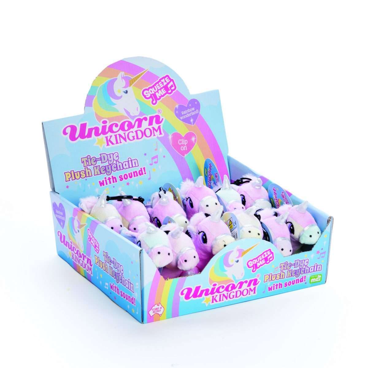 Unicorn Tie Dye Plush Keychain with Sound Carolina Trading