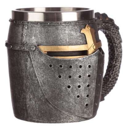 Decorative Medieval Helmet and Chain Mail Tankard - Image 2