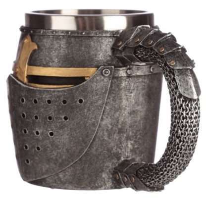 Decorative Medieval Helmet and Chain Mail Tankard - Image 4