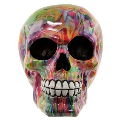 Rainbow Marble Effect Skull Ornament - Image 3