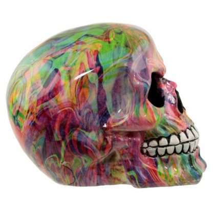 Rainbow Marble Effect Skull Ornament - Image 4
