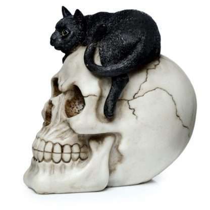 Skull with Black Cat Ornament - Image 3