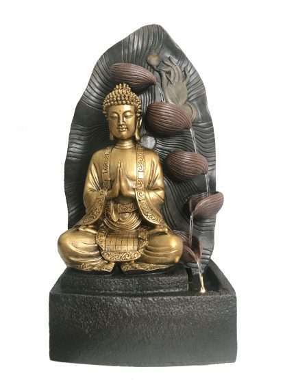 Outdoor Water Feature Gold Buddha Meditating