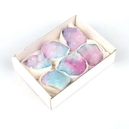 Mini Crystal Tray Aura Geode Quartz - Aqua Blue & Purple