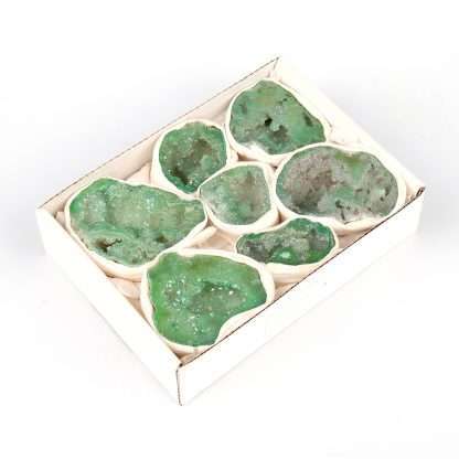 Mini Crystal Tray Aura Half Geode Quartz - Green
