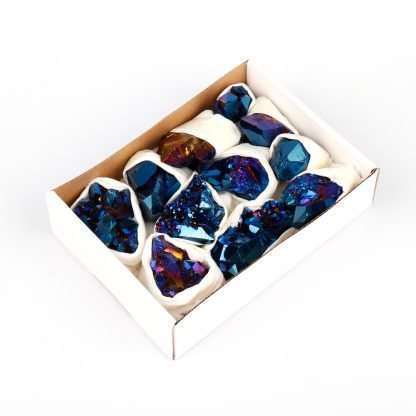 Mini Crystal Tray Aura Quartz Cluster - Sapphire