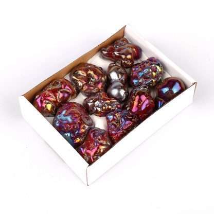 Mini Crystal Tray Aura Bubble Agate- Red