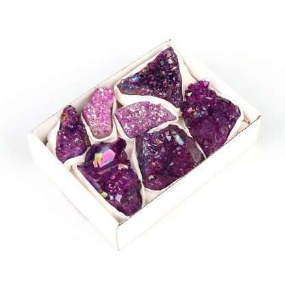 Mini Crystal Tray Aura Amethyst cluster - Dark Purple