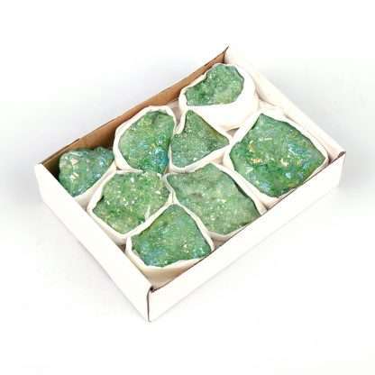 Mini Crystal Tray Aura Geode Quartz - Green