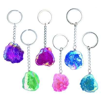 Gemstone Aura Quartz Geode Keychain - Image 2