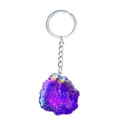 Gemstone Aura Quartz Geode Keychain - Image 3