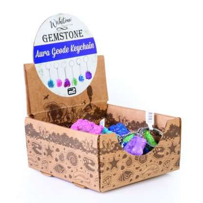 Gemstone Aura Quartz Geode Keychain - Image 4